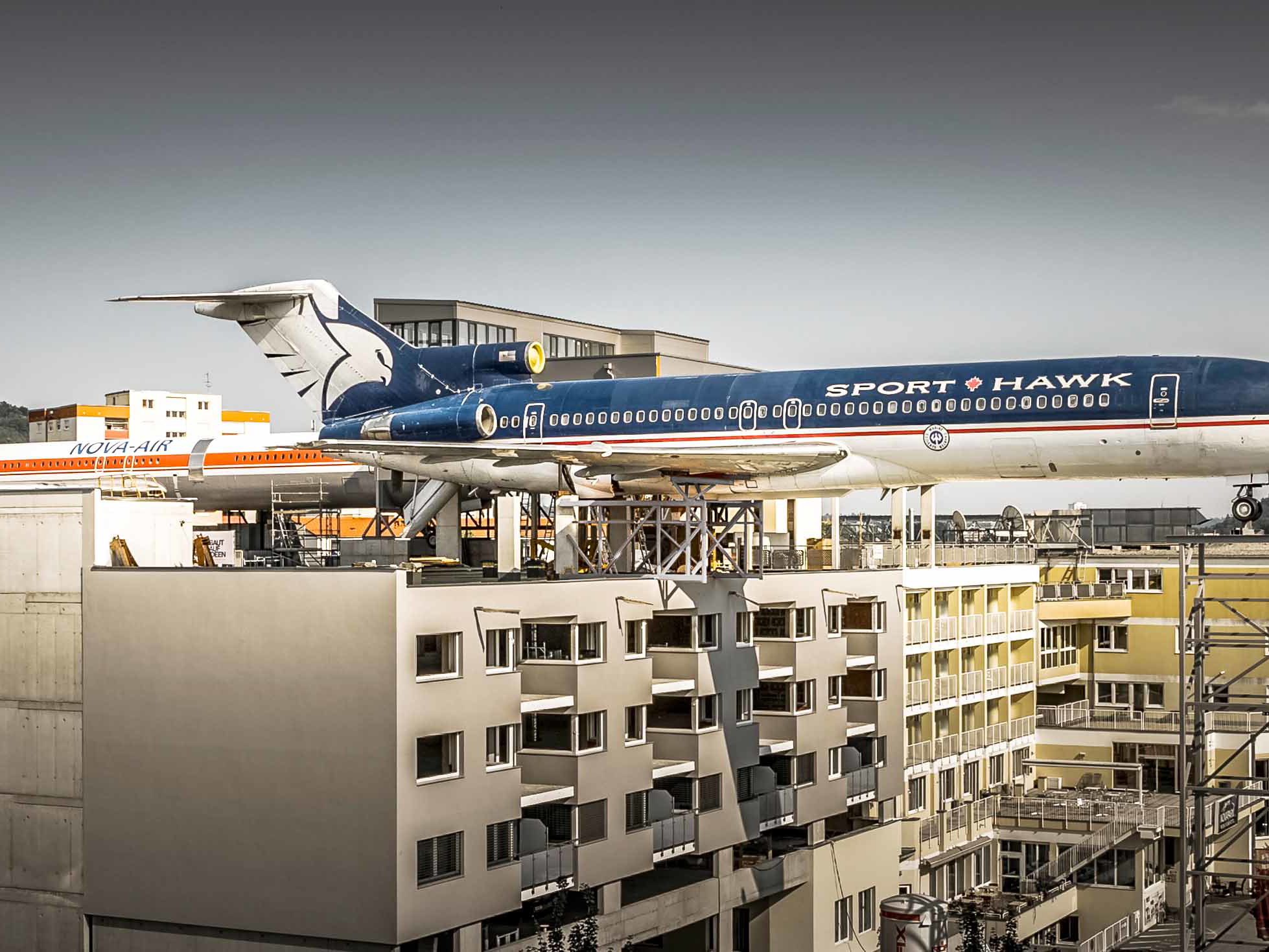 Die spektakuläre Außenansicht der Flugzeuge.