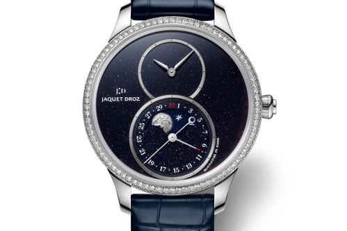 Jaquet Droz «Grande Seconde Moon» im 39 mm Stahlgehäuse, reich dekoriert mit Brillanten. Rund 27'800 CHF