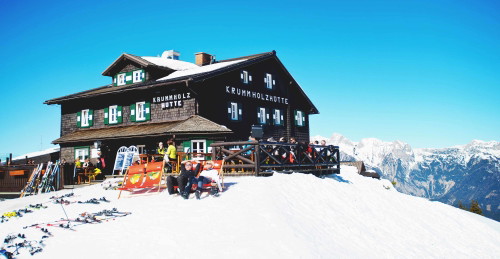 Die Krummholzhütte im Winter.
