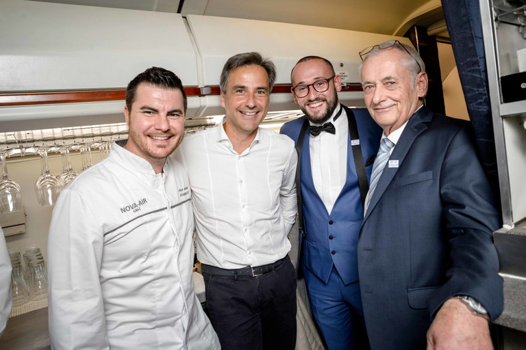 Küchenchef Philipp Pirstinger, Bürgermeister Siegfried Nagel, Direktor Ricardo Neckel und Inhaber Helmut Neukam. 