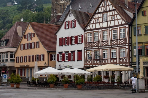 Hinter dem Esslinger Marktplatz breiten sich die Weinberge aus