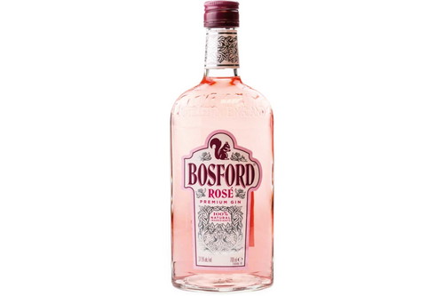 Bosford RoséGin mit Erdbeeraroma und einem Hauch Himbeeren, dazu Botanicals wie Wacholder, Koriander und Orangenschale.