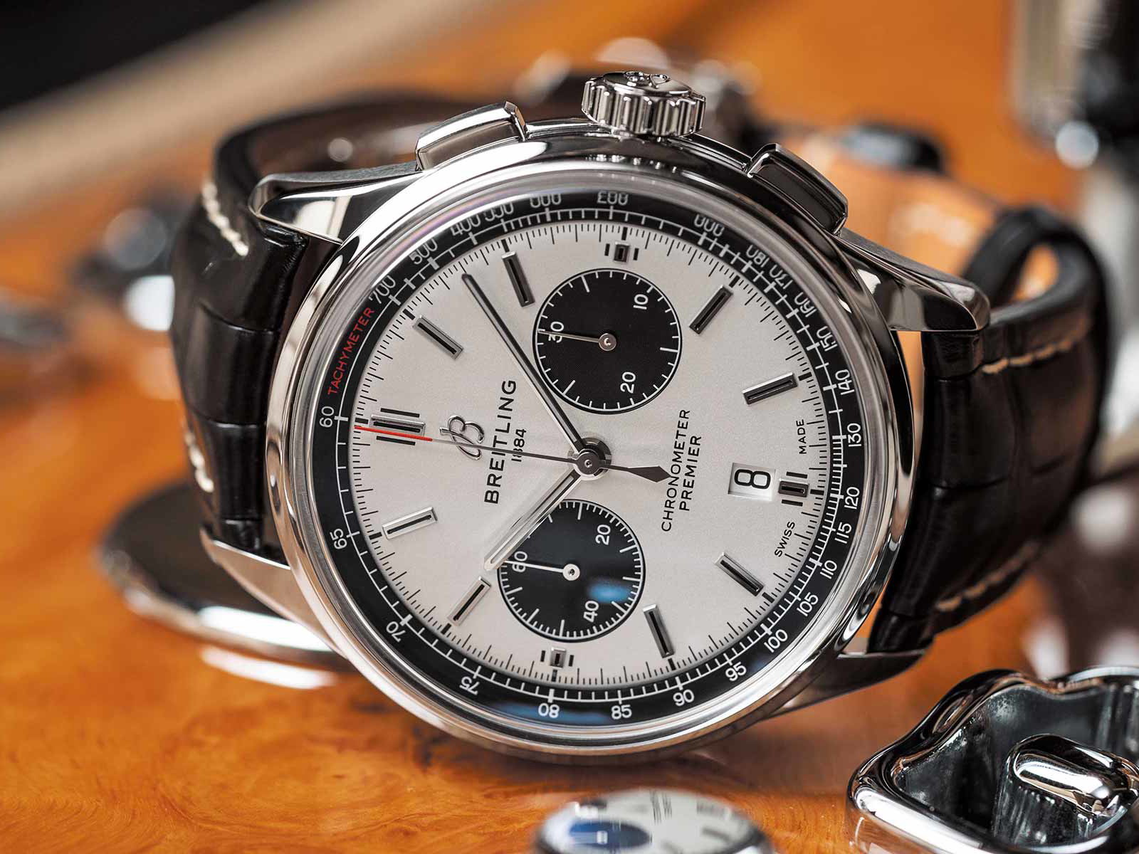 Breitling »Premier B01 Chronograph 42«, ausgestattet mit dem hauseigenen Chronografenkaliber »B01«.