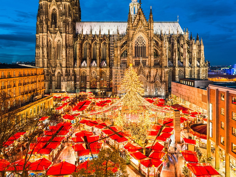 Der Weihnachtsmarkt am Kölner Dom.