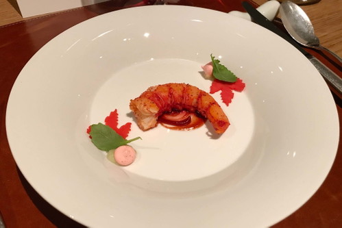 3. Gang (Tim Raue): Mazara Garnele, Pondicherry Rosé, Chioggia