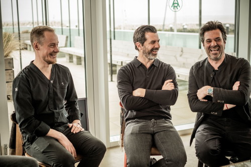 Fundaziun Uccelin Student Arne Riehn mit Andreas Caminada und Sergio Herman