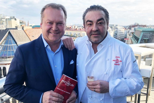 Amador-Patron und Winzer Fritz Wieninger mit Drei-Sterne-Koch Juan Amador.