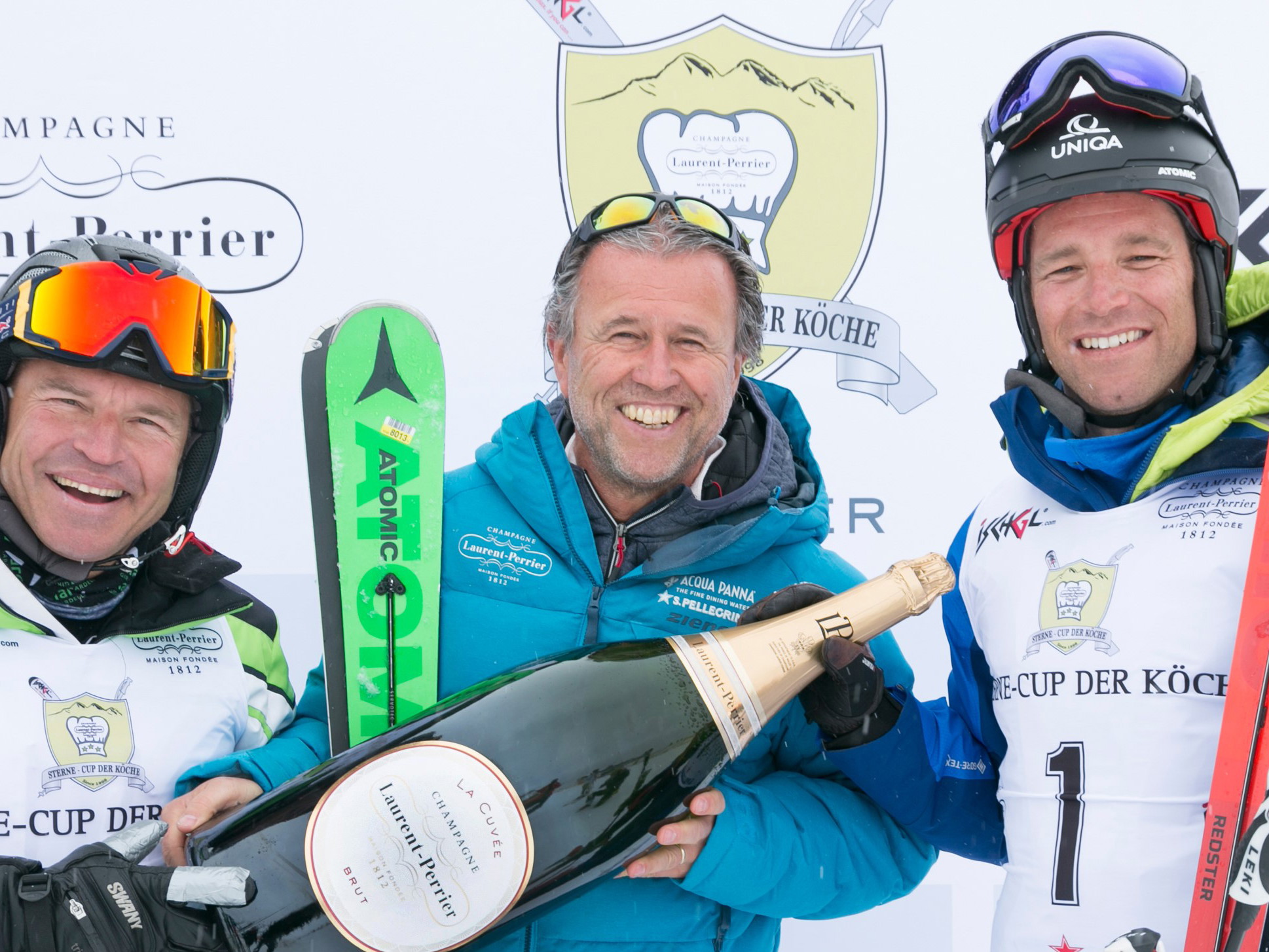 Marc Girardelli, Thomas Schreiner und Benjamin Raich mussten sich in der Küche und auf der Piste beweisen.&nbsp;