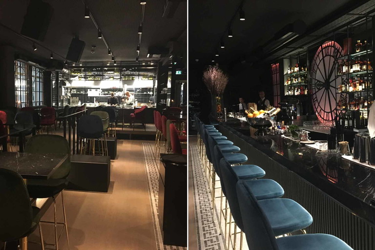 Schauküche und Bar im ersten Stock