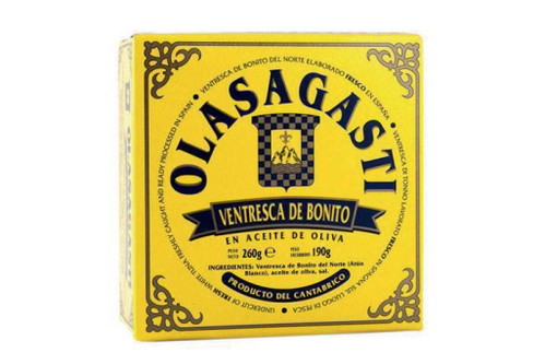 98 PUNKTE – Olasagasti: Bauchfleisch vom weissen ThunfischVentresca de Bonito gehört zum Edelsten, was vom weissen Thunfisch zu bekommen ist. Das zarte Bauchfilet ist weicher und noch aromatischer, als man das vom Thunfischfilet normalerweise gewohnt ist.donatgut.ch | CHF 29,–