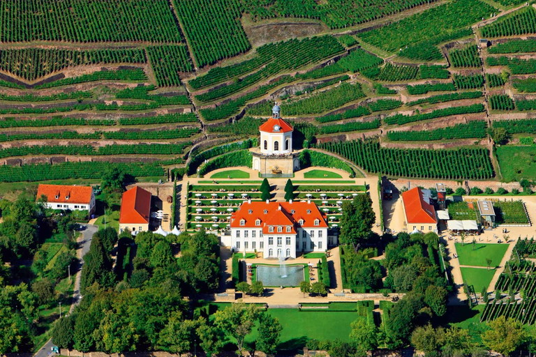 Auch in Sachsen wächst beachtlicher Spätburgunder, so etwa bei Schloss Wackerbarth.
