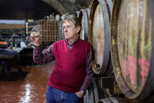 Winzer Miro Petrech steht im Keller von Château Béla für großen Riesling und Cabernet Sauvignon.