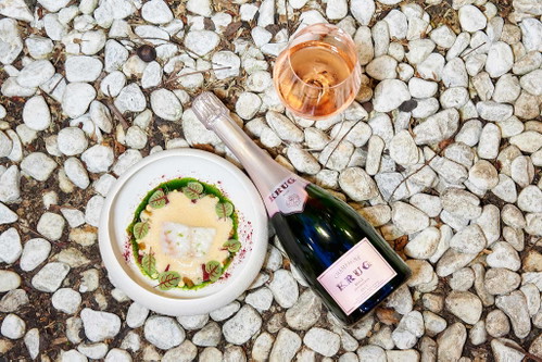 Rascasse mit rote Beete / Kokosnuss, Dörraprikose, Dill, Curry mit KRUG Rosé 22 Ème Édition
