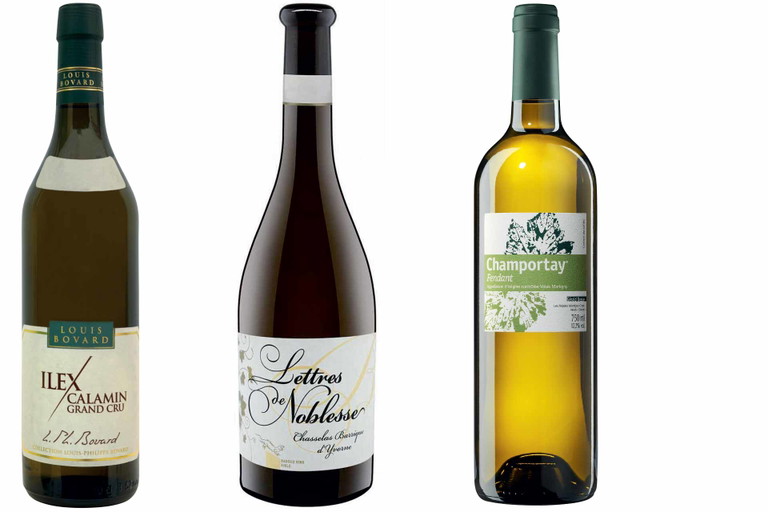 (v.l.n.r) Platz 1: Louis Bovard, Ilex Grand Cru 2017 – elegant und mineralisch.Platz 2: Henri Badoux, Lettres de Noblesse 2016 – fruchtig und lang.Platz 3: Gérald Besse, Fendant Champortay 2017 – vollmundig und würzig.