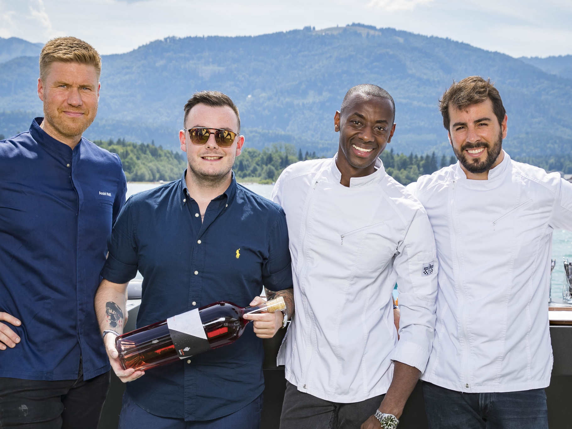 André Wolff (»Rungis Express«), Executive Chef Daniel Gschwandtner, Anthony Sarpong und Leonardo Oddone.