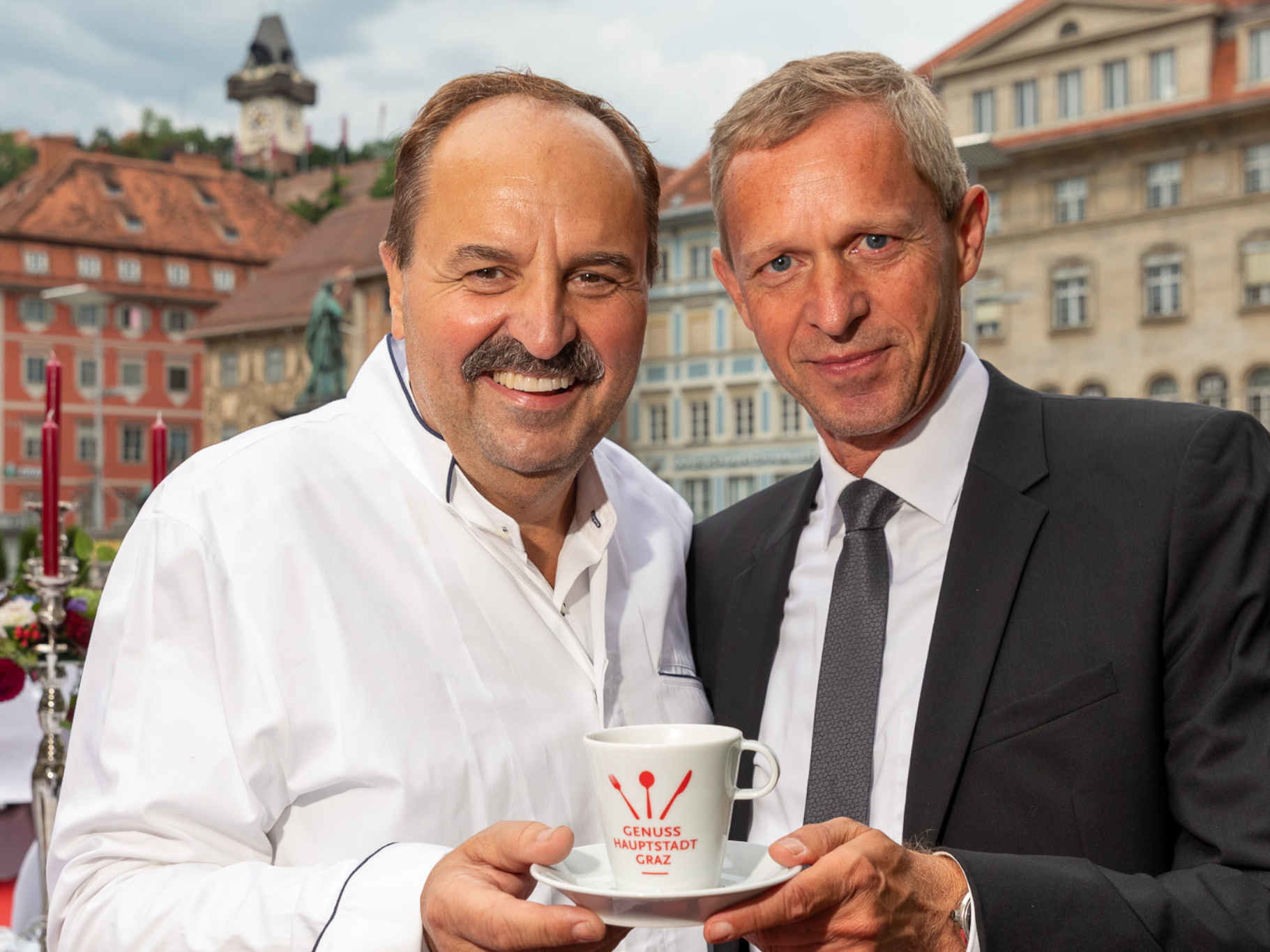 Johann Lafer und Dieter Hardt-Stremayr, Geschäftsführer von Graz Tourismus.