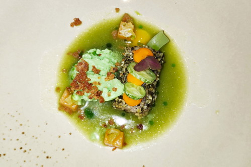 Steirer Lachs &amp; Grammeln mit Gurke, Kürbis und Salzzitrone
