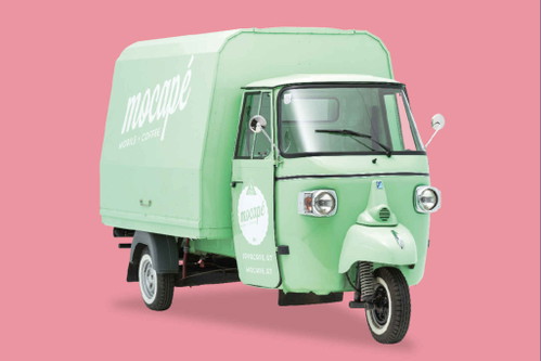 Das dreirädrige Vespacar »Mocapec« in Mintgrün.