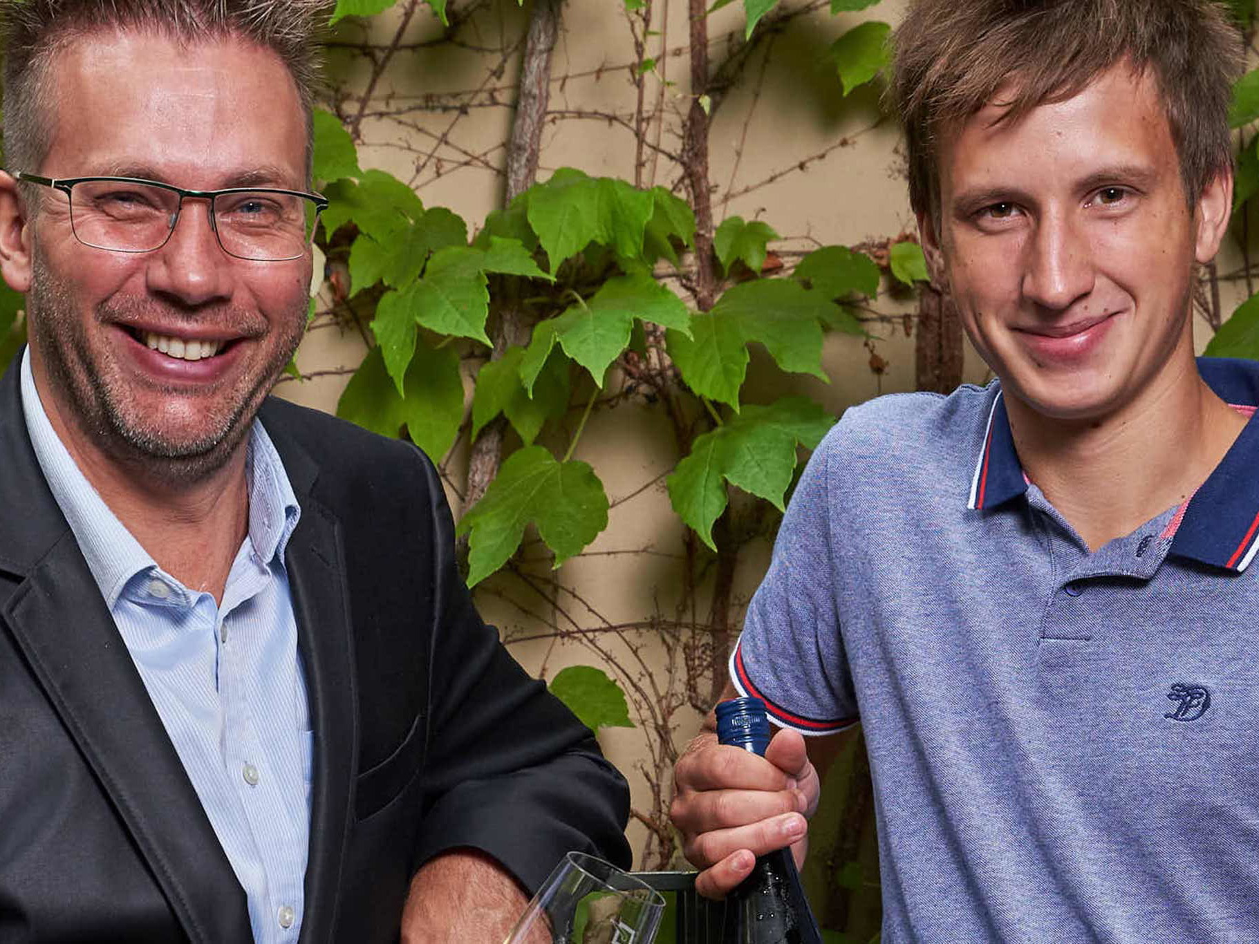 Gastgeber Jürgen Geyer und Winzer Hannes Anderl
