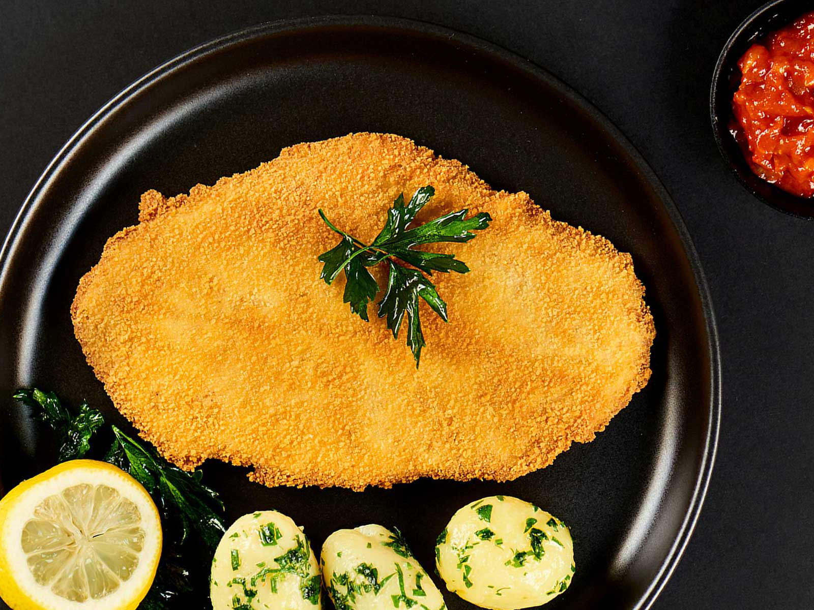 Sieht aus wie ein Schnitzel, ist aber ohne Fleisch.