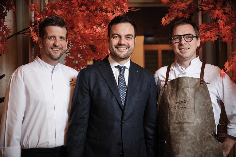 Küchenchef&nbsp;Stephan Zuber, GM Christian Zandonella und Gastkoch Max Stiegl