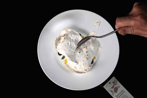 Molto Massimo: Der Mandel-Mozzarella ist das Signature-Dish von Massimiliano Alajmo.