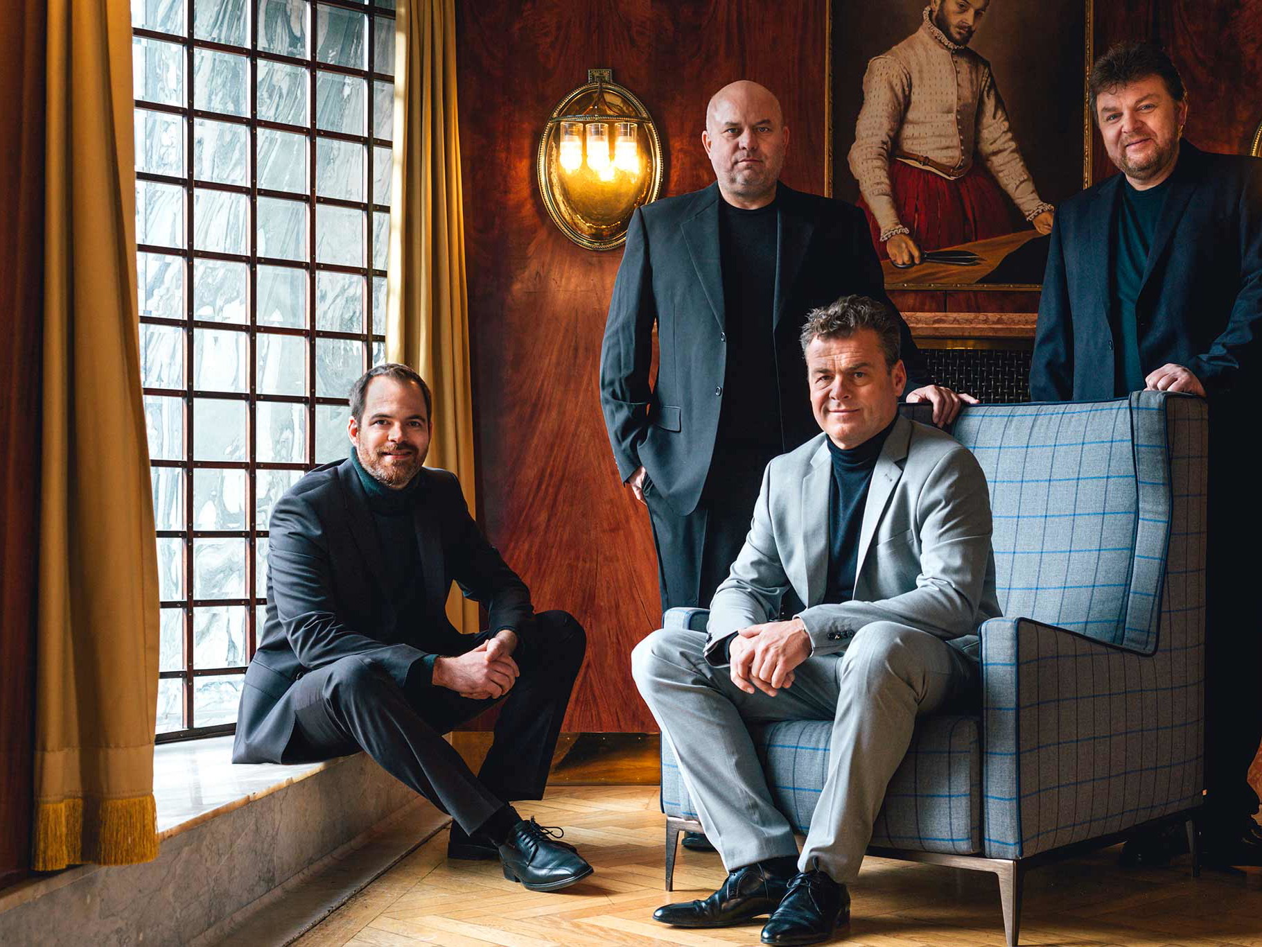 Die Siegerwinzer der jüngsten Falstaff Rotweinprämierung: Michael Reinisch, Kurt Angerer, Gerhard Markowitsch und Albert Gesellmann (v. l. n. r.).