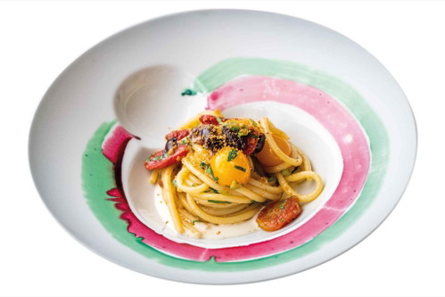 ...Spaghetti aglio e olio auf Alajmo-Art.