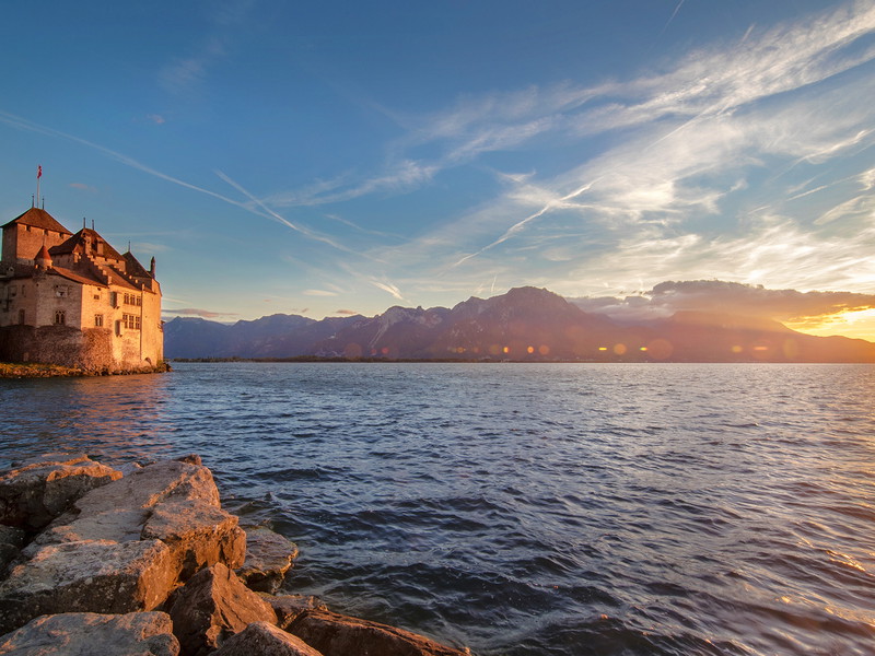 Trutzburg des Waadtländer Weins: Château de Chillon am Lac Léman.