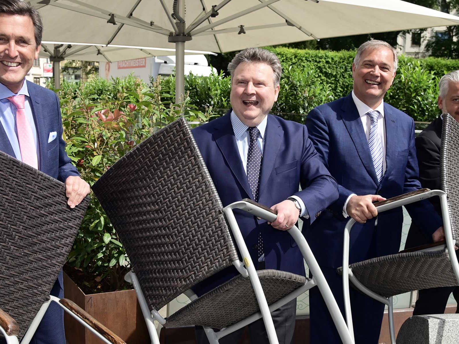 Bürgermeister Ludwig, WK Wien-Präsident Ruck, Wirtschaftsstadtrat Hanke und WK Wien-Vizepräsident Arsenovic