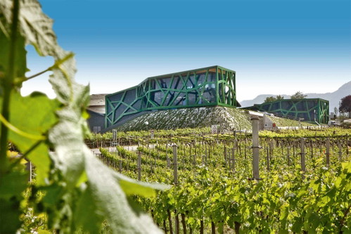 Der beeindruckende Verkostungsraum der Kellerei Tramin.