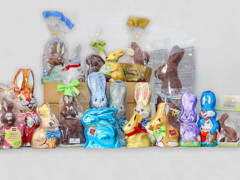 Gruppenbild der Schoko-Osterhasen.