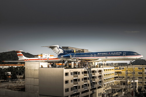 Abgehoben: In dieser alten Boeing 727 auf dem Dach des »Wohlfühlhotels Novapark« befindet sich ein Restaurant.