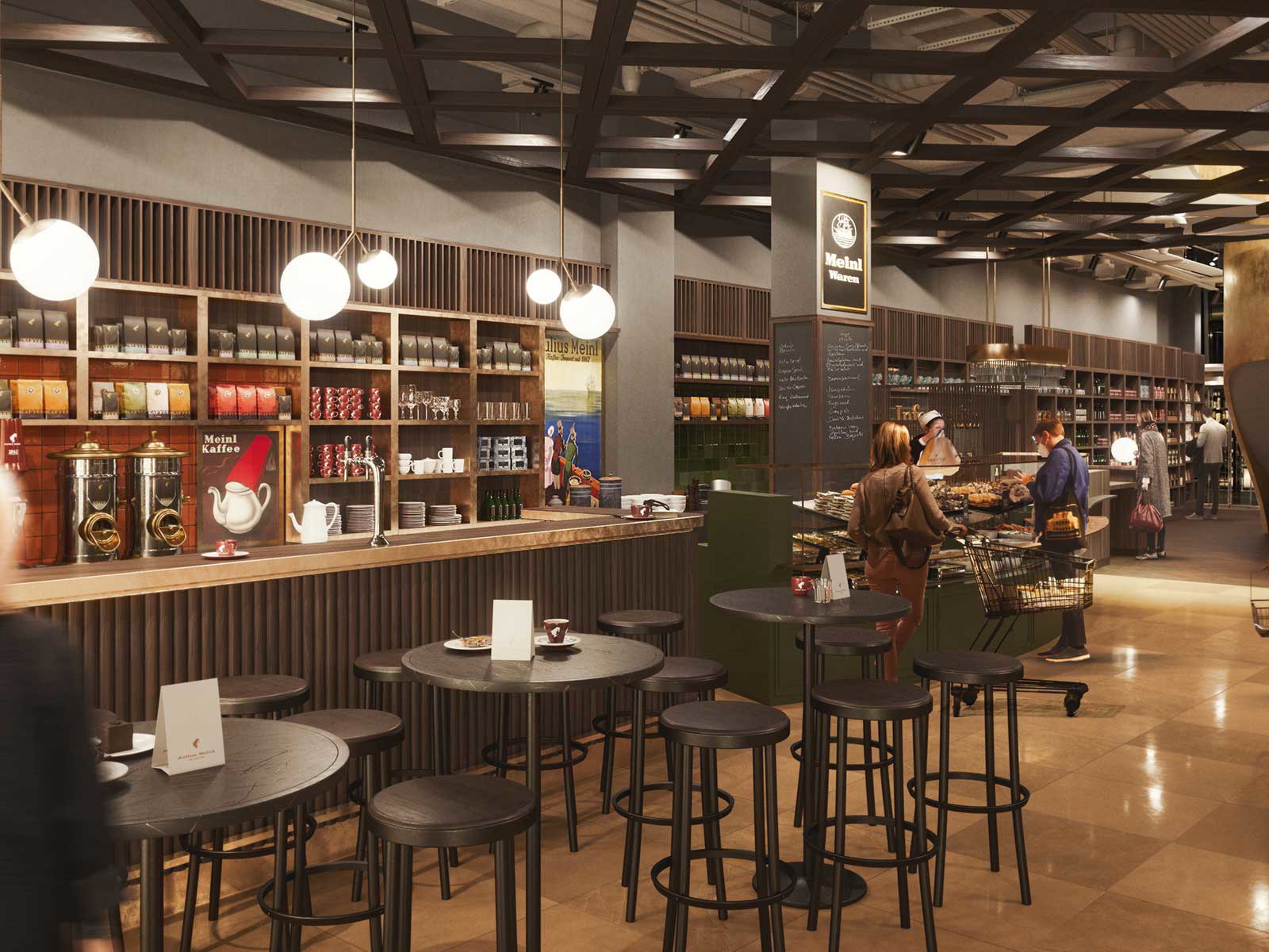 So wird der neue Café-Bereich im »Meinl am Graben« aussehen.