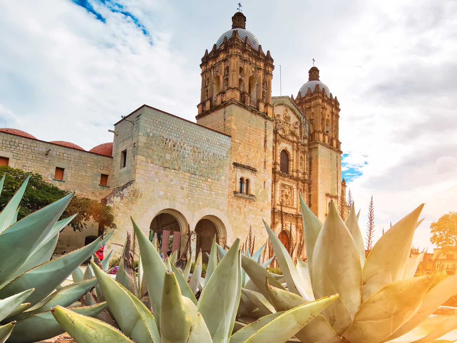 Die prachtvolle Kathedrale Santo Domingo de Guzmán ist das Wahrzeichen der Stadt Oaxaca. In der gleichnamigen Region stehen auch Heuschrecken auf dem lokalen Speiseplan.