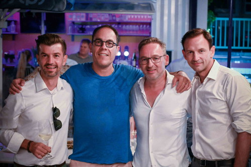 Bernd Demmerer (Weingut Esterhazy), Xavier Plotitza (Metro), Heimo Jessenko (Falstaff Profi) und Oliver Rosskopf (Schauspieler).