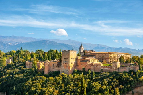 The Alhambra is Granada's landmark - the Sierra Nevada mountains&nbsp;are a picturesque backdrop.&nbsp;