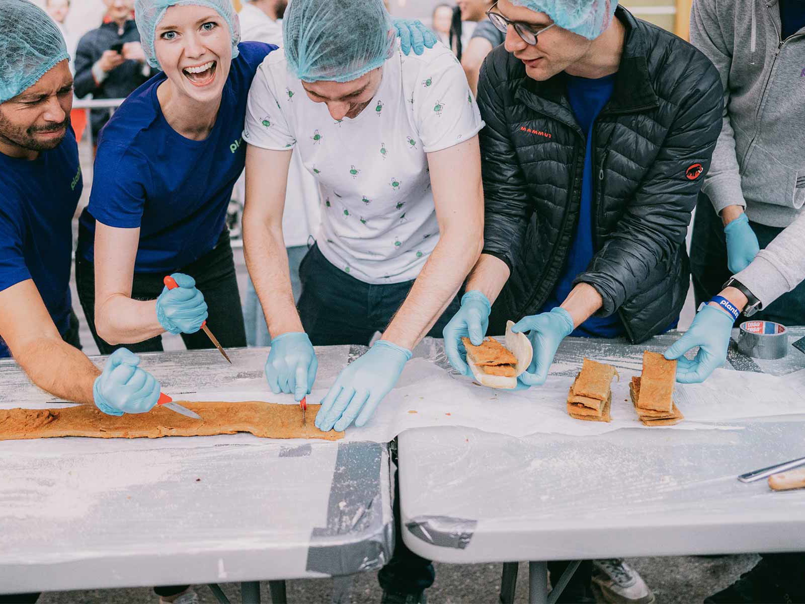 The Planted team with the world's longest schnitzel