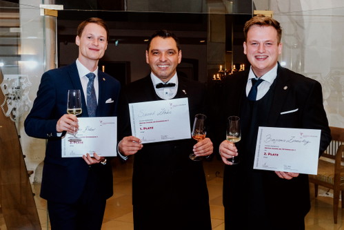 Die drei Finalisten des Wettbewerbs «Bester Sommelier Österreichs 2021» Stefan Klettner, Suvad Zlatic und Benjamin Zimmerling