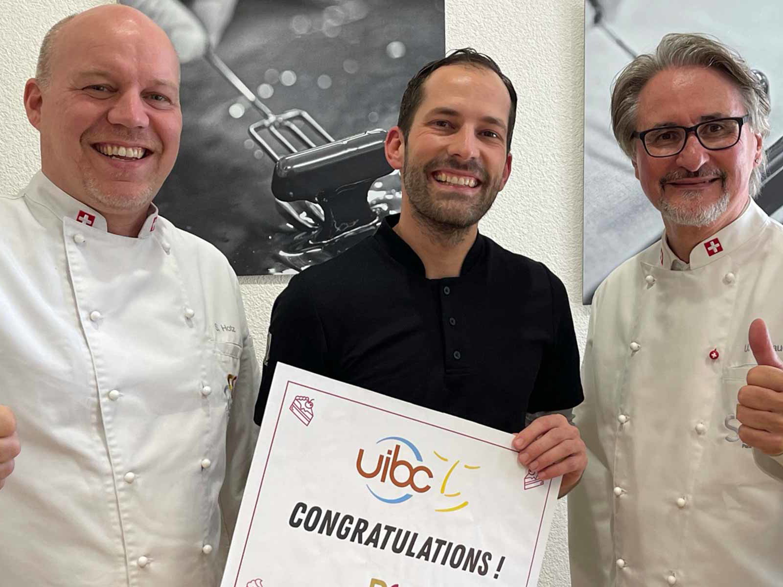 Silvan Hotz, Präsident des Schweizerischen Bäcker-Confiseurmeister-Verbandes (SBC) mit David Schmid und SBC-Direktor Urs Wellauer