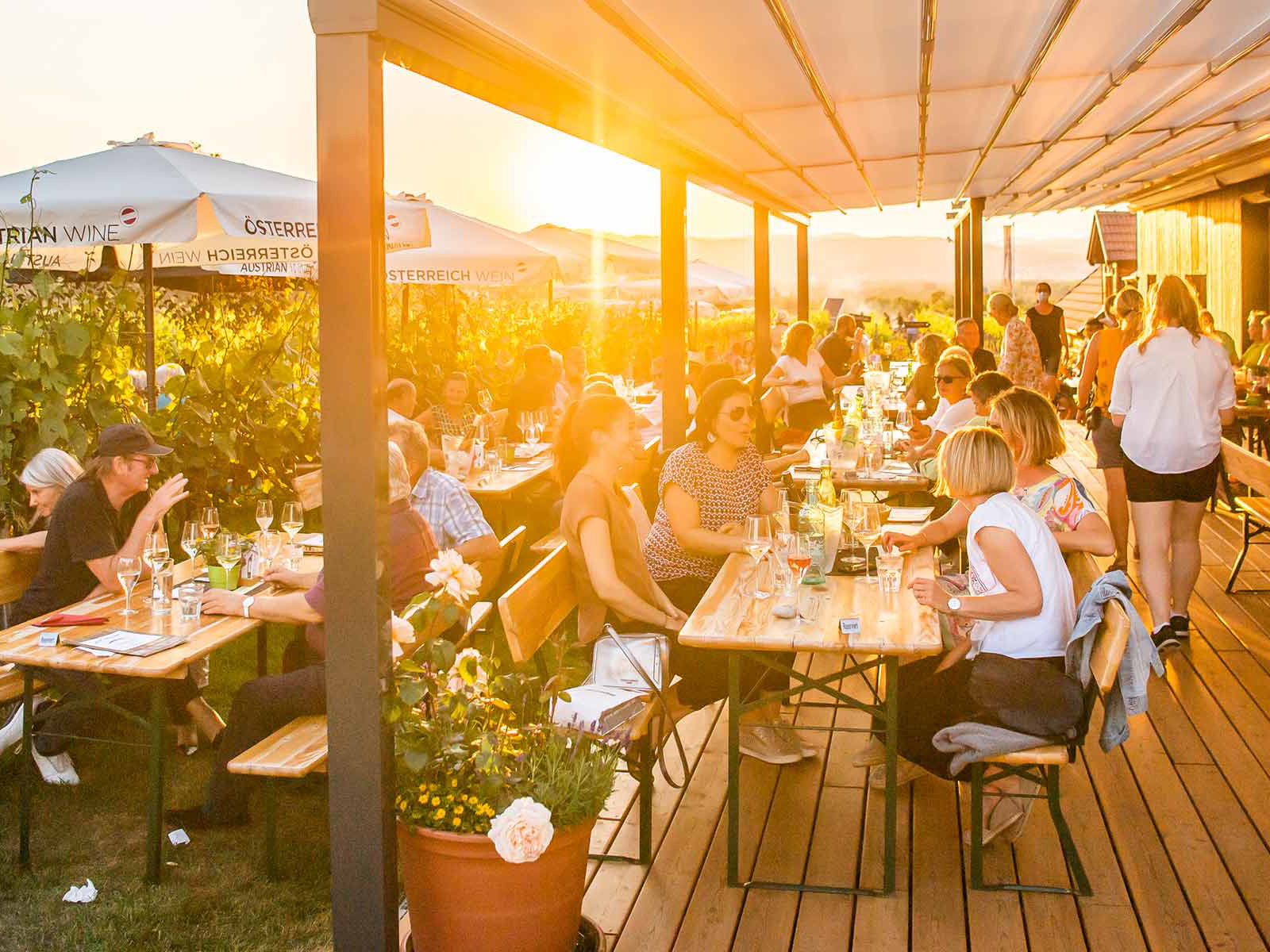 Direkt am Weingarten genießt man am besten – wie am »Weingut Deutsch« in Hagenbrunn.&nbsp;