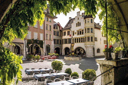 Die Altstadt von Biel ist von Zunfthäusern geprägt.