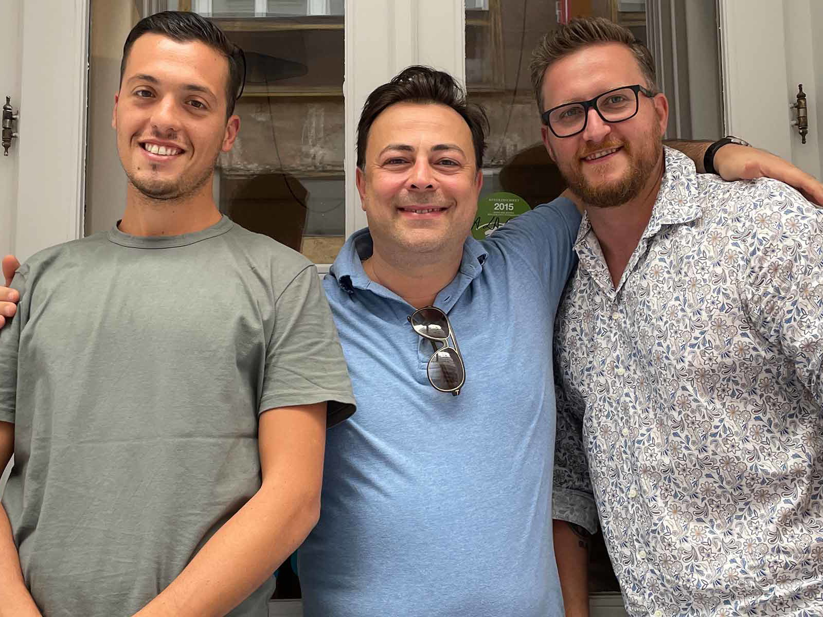 Küchenchef Francesco Gigante, Gastgeber Mino Zaccaria und Barchef Marcus Philipp.