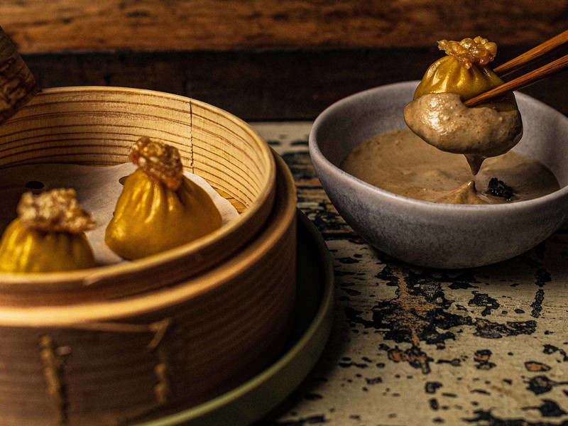 Dumplings mit Poulet, Morchel und Muskat
