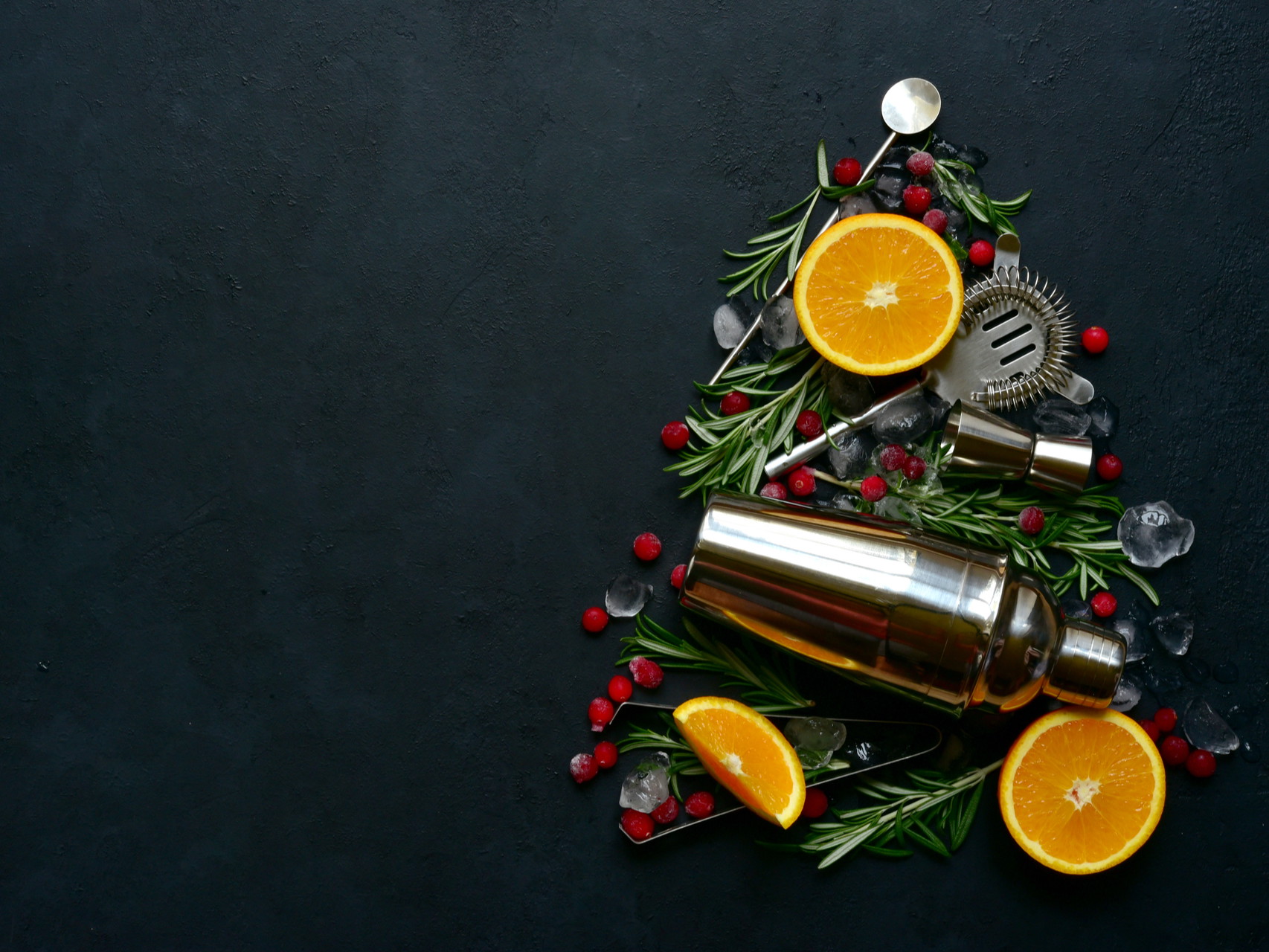 Five cocktails for a winter party.