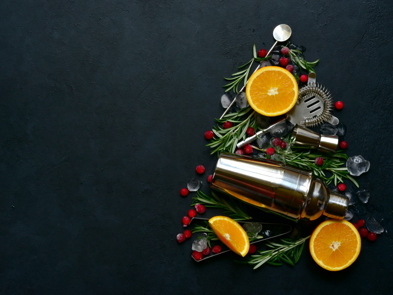 Five cocktails for a winter party.