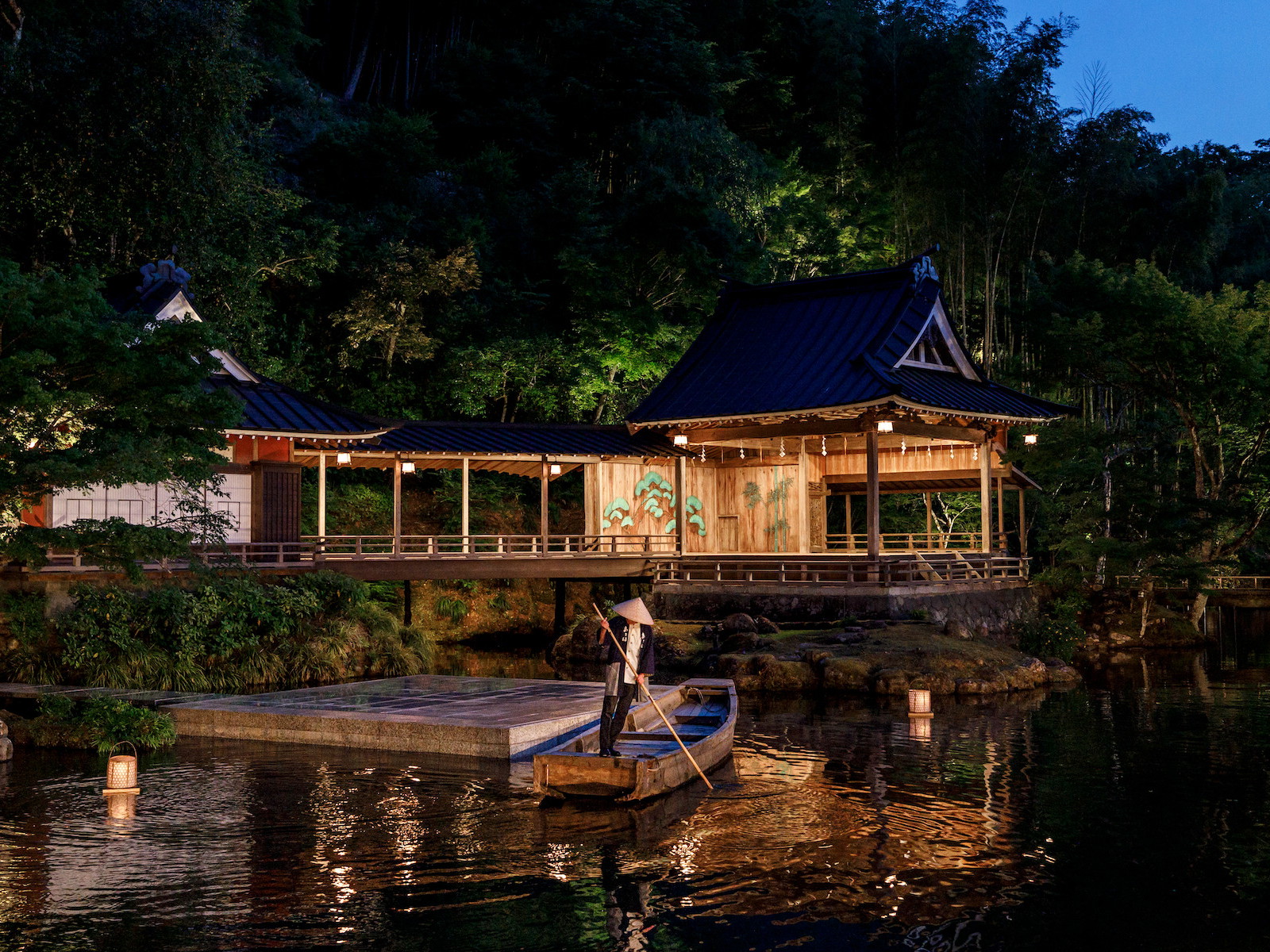 Nightfall at the Asaba ryokan on the Katsuro River on Japan’s Izu Peninsula.