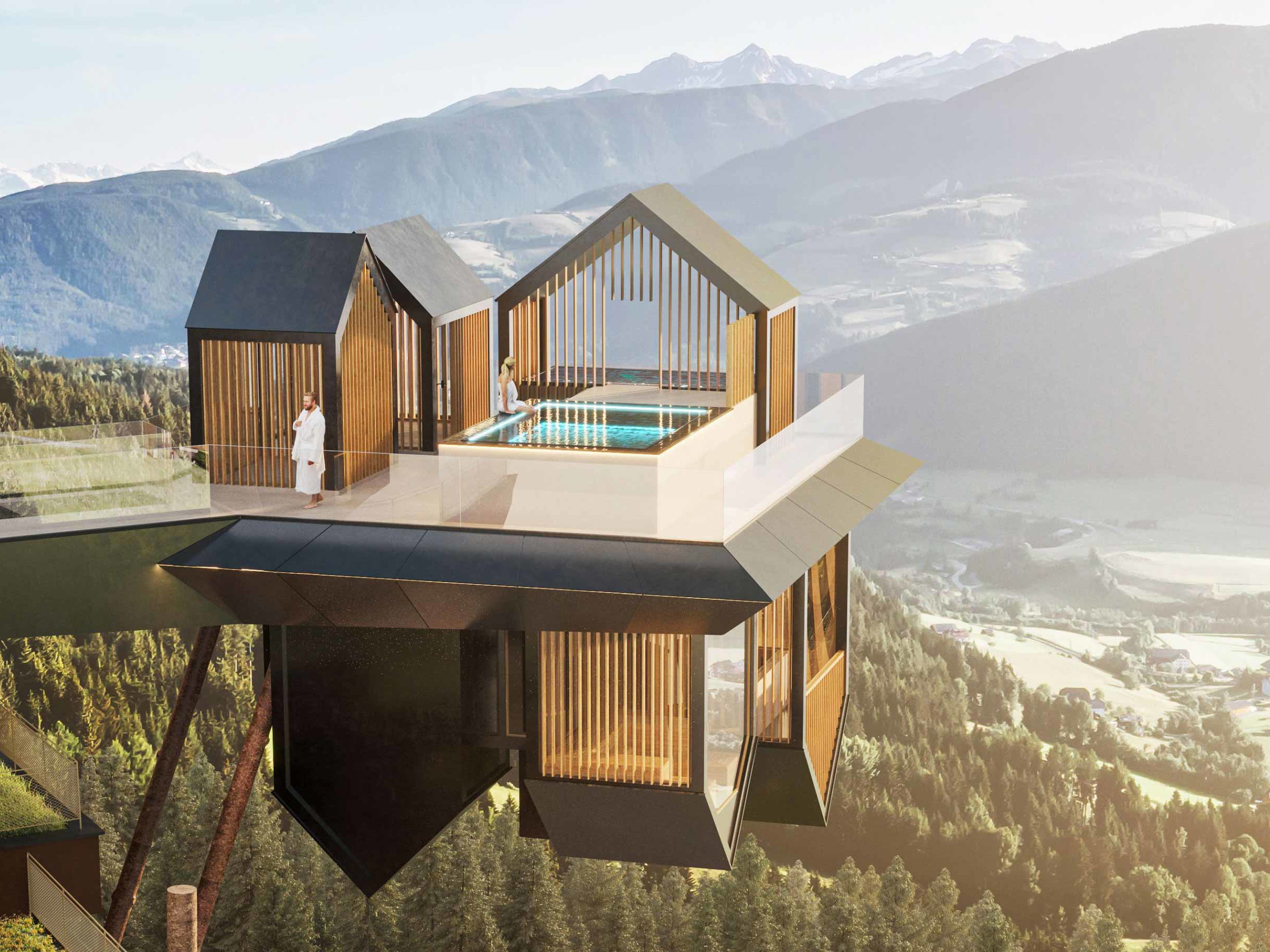 Spektakuläre Aussicht vom&nbsp;»Heaven and Hell« Sky Spa des&nbsp;Belvita-Hotels »Hubertus«
