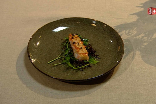 Die Vorspeise von Chris: Langustinenschwanz mit Koriandervinaigrette