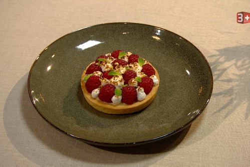Das Himbeertörtchen mit Mürbeteig, Pistazie und Crème pâtissière von Sandra